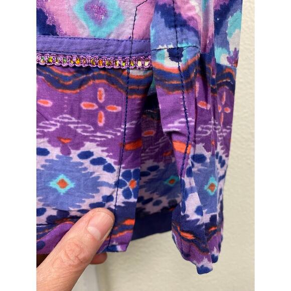 BIBA Women's 4 Blue Purple Sequin Crochet Lace Boho Sheath Dress - Picture 4 of 8